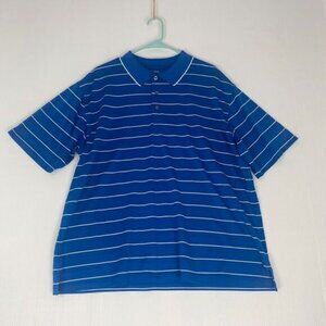 PGA Tour Mens Shirt Polo XL Extra Large Blue Striped Short Sleeve Golf Sports
